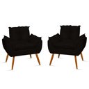 Ver imagem 1 de Kit 02 Cadeiras Poltronas Opala Suede Black Cor:preto
