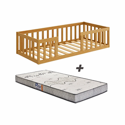 Cama Montessoriana com Colchão Solteiro:nogueira - 2