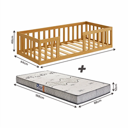Cama Montessoriana com Colchão Solteiro:nogueira - 3