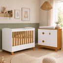 Ver imagem 1 de Conjunto Berço 2 em 1 e Cômoda 4 Gavetas Apolo Quarto Bebê