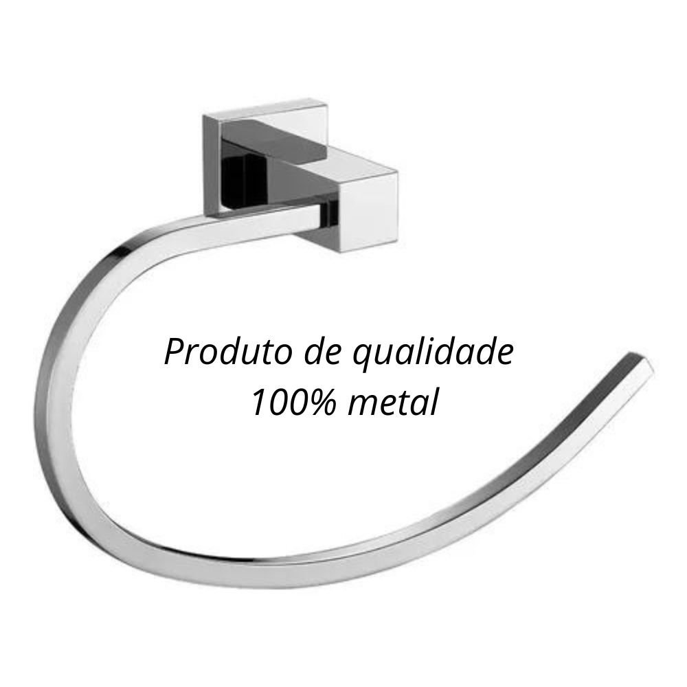 Porta Toalha De Rosto Toalheiro Argola Quadrado Aço Inox - 2