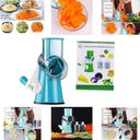 Ver imagem 2 de Cortador Fatiador Legumes 3 Laminas Verduras Ralador Alimentos Queijo Cozinha - Azul .