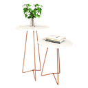 Ver imagem 1 de Conjunto de Mesas Apoio e Lateral Pés de Ferro Bronze:Branco
