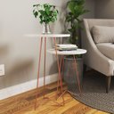 Ver imagem 4 de Conjunto de Mesas Apoio e Lateral Pés de Ferro Bronze:Branco