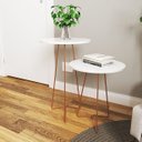 Ver imagem 2 de Conjunto de Mesas Apoio e Lateral Pés de Ferro Bronze:Branco