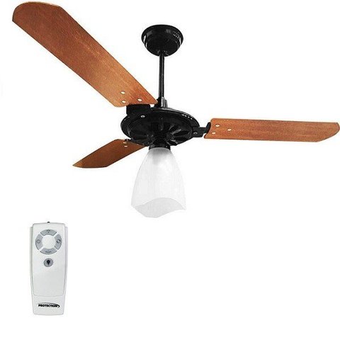 Ventilador de Teto com Controle Remoto Yris 150W e 180W Preto Pás Mogno Ventex - 127V
