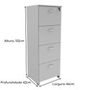 Ver imagem 2 de Arquivo de madeira 04 Gavetas Pasta Suspensa - MDP - 1,32x0,46x0,42m - WORKSTART - CINZA/CINZA - 212