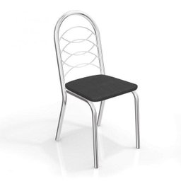 Conjunto Sala de Jantar 1 Mesa Tampo de Vidro Redondo Volga 4 Cadeiras Holanda Crome - 3