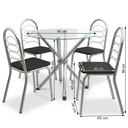 Ver imagem 4 de Conjunto Mesa de Jantar com Tampo de Vidro Volga e 4 Cadeiras Estofadas Holanda Cromado/Preto