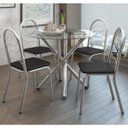 Ver imagem 2 de Conjunto Sala de Jantar 1 Mesa Tampo de Vidro Redondo Volga 4 Cadeiras Holanda Crome