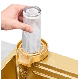 Cuba Gourmet Cozinha Luxo Pia Premium com Torneira Cascata Lavador Copos Dourada Aço Inoxidável - 4