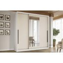 Ver imagem 1 de Guarda Roupa 3 Portas de Correr (1 C/ Espelho) e 4 Gavetas Valência Branco/creme - Politorno