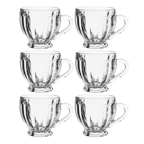 Conjunto 6 Canecas Café Chá Siria Vidro Class Home 200ml