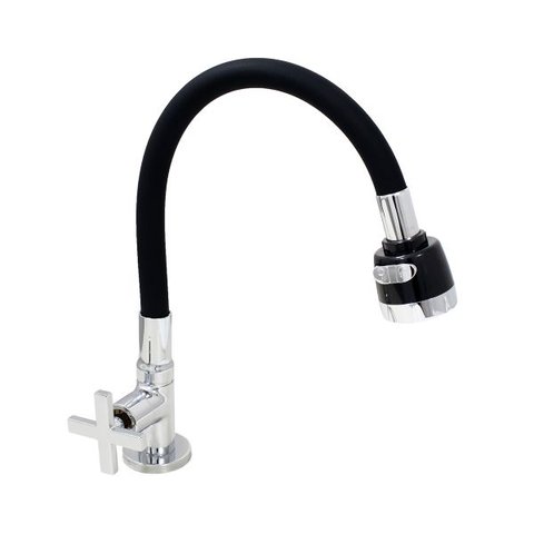 Torneira Cozinha Mesa Flexível Preto C29P Duplo Jato Gourmet