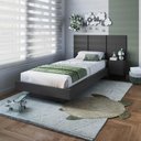 Ver imagem 1 de Cama Suspensa Solteiro com Cabeceira e Mesa de Cabeceira 78/88x188cm CJ074 Grafite - Art In Móveis
