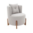 Ver mais imagens de Kit Poltrona e Puff Luna Decorativa Curvo Orgânico Boucle Cinza Claro - Montanaris Decor