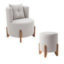 Ver imagem 7 de Kit Poltrona e Puff Luna Decorativa Curvo Orgânico Boucle Cinza Claro - Montanaris Decor