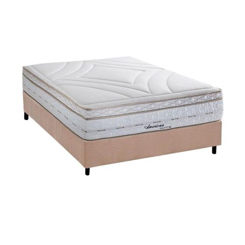 Conjunto Box Casal: Colchão Molas Herval Maxspring American + Base Crc Suede Clean (138x188)