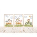 Ver imagem 2 de Kit 3 Quadros Animais Fazendinha Trator Quarto Menino Infantil