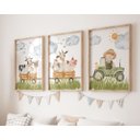 Ver imagem 1 de Kit 3 Quadros Animais Fazendinha Trator Quarto Menino Infantil