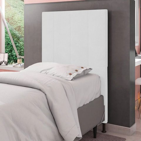 Cabeceira Jade para Cama Box Solteiro 90 cm Corino Branco - D’Rossi