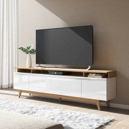 Rack Flynt 1.8 ST para TV até 75'' Branco/Natural - Província - 1