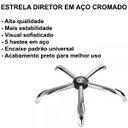 Ver imagem 3 de Base Estrela Cromada Aço P/ Cadeira W-58 Diretor Presidente