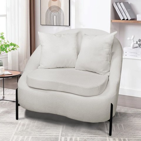 Poltrona Decorativa Orgânica Pé de Metal Preto Zaya Bouclê C05 - D’Rossi