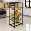 Ver imagem 1 de Fruteira de Chão para Cozinha Decoração Grécia Base de Ferro Preto Tampo Preto