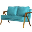 Ver imagem 3 de Kit 1 Poltrona Mona Luxo + Namoradeira Mona Luxo Recepção - Suede Azul Turquesa