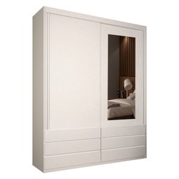 Guarda-Roupa Solteiro com Espelho 100% MDF 2 Portas e 6 Gavetas Eco 08 Bom Pastor - 2