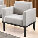 Ver imagem 2 de Poltrona Decorativa Base Madeira Preto Maressa Veludo Cinza - Ibiza