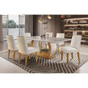 Ver imagem 1 de Sala de Jantar Completa 180cm + 6 Cadeiras Imbuia Veludo Creme