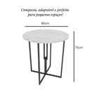 Ver imagem 2 de Mesa Redonda Industrial 80cm Preta Tampo Madeira Branco