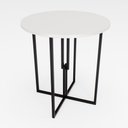 Ver imagem 1 de Mesa Redonda Industrial 80cm Preta Tampo Madeira Branco