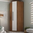 Ver imagem 1 de Guarda-roupa Solteiro Modulado Lugano 1 Porta 2 Prateleiras Nogal/branco - Hecol Móveis