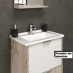 Gabinete para Banheiro com Lavatório e Espelheira Yan 50cm Canion Rustico/branco Móveis Bosi - 3