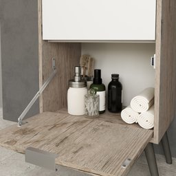 Gabinete para Banheiro com Lavatório e Espelheira Yan 50cm Canion Rustico/branco Móveis Bosi - 4