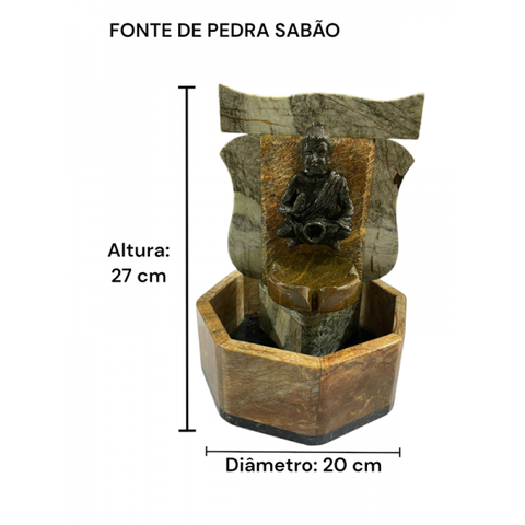 Fonte de Água Cascata Pedra Sabão Buda Chafariz Decoração São José