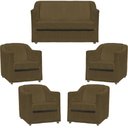 Ver imagem 1 de Kit Namoradeira Decorativa + 4 Poltronas para Sala Manicure Recepção Consultório Mila Suede