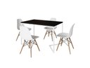 Ver imagem 2 de Mesa de Jantar Industrial Base Ferro Branco em V Tampo 137x90 Preto 4 Cadeiras Eames Madeira Assen