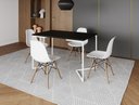 Ver imagem 1 de Mesa de Jantar Industrial Base Ferro Branco em V Tampo 137x90 Preto 4 Cadeiras Eames Madeira Assen