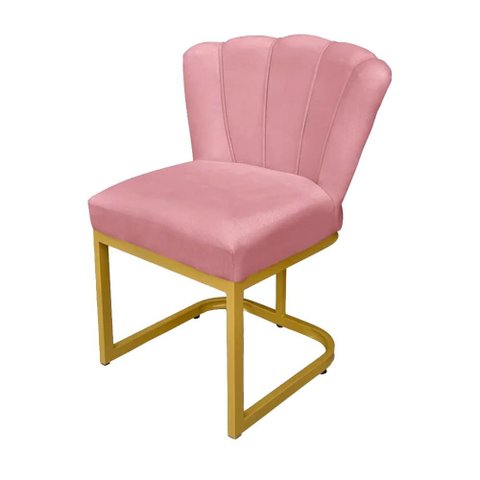 Cadeira Flor Base Industrial Dourada Veludo - Belliv Decor:rosa