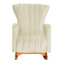 Ver imagem 3 de Kit Poltrona De Amamentação Balanço + Puff Suede Marfim - Belliv Decor