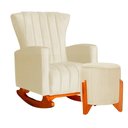 Ver imagem 1 de Kit Poltrona De Amamentação Balanço + Puff Suede Marfim - Belliv Decor