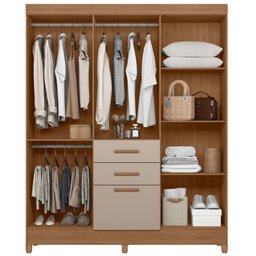 Guarda Roupa Solteiro Malta com Espelho 7 Portas Carvalho Fendi Moval - 4