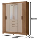 Ver imagem 2 de Guarda Roupa Solteiro Malta com Espelho 7 Portas Carvalho Fendi Moval