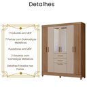 Ver imagem 3 de Guarda Roupa Solteiro Malta com Espelho 7 Portas Carvalho Fendi Moval