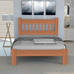 Cama de Casal Luxo de Madeira Maciça Cedro Tauari Cor Mel - 1