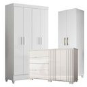Ver imagem 1 de Guarda Roupa Infantil Madri com Cômoda Texas e Armário Multiuso New Íris Branco Brilho – Moval
